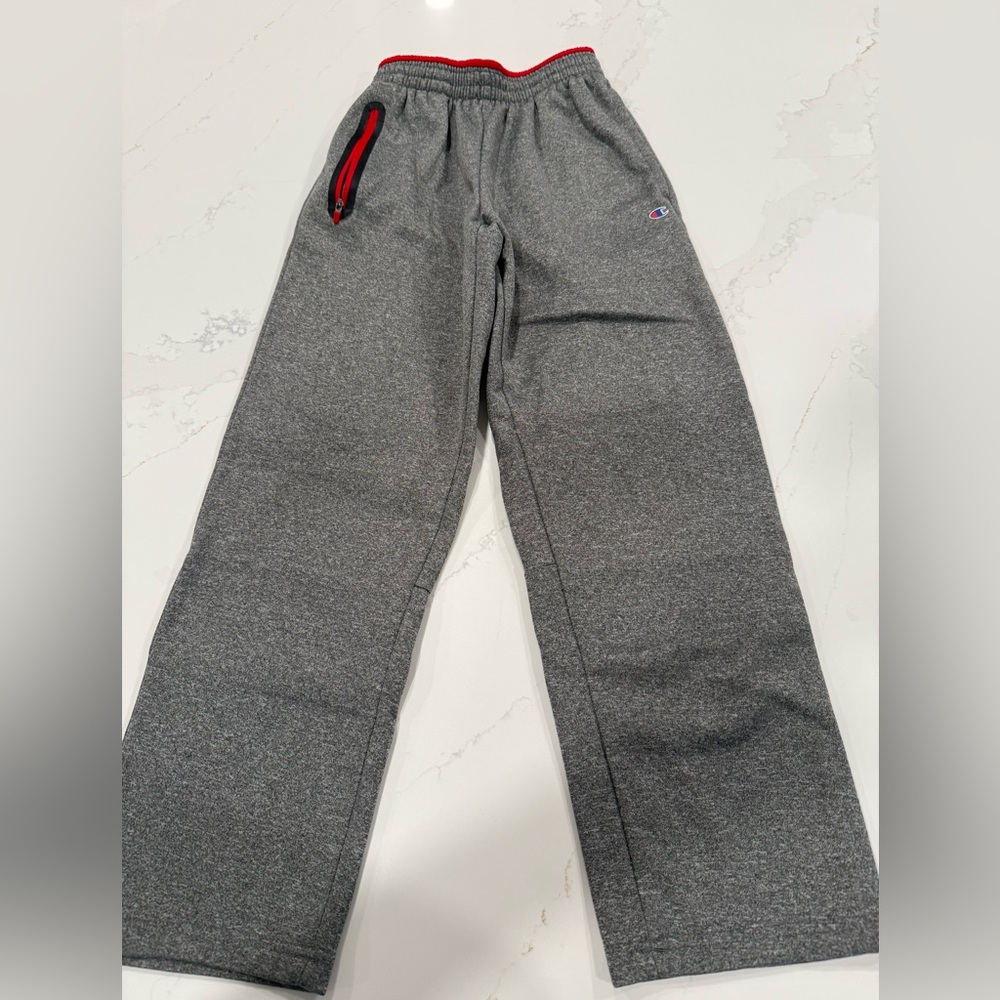 Champion Heather Gray Joggers with Red Detail Boys 10/12